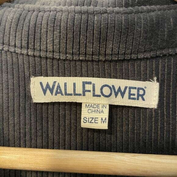 Wallflower Ribbed Velvet Western Grunge 90s Button Down Shirt Women's Sz M Cozy - Picture 6 of 9